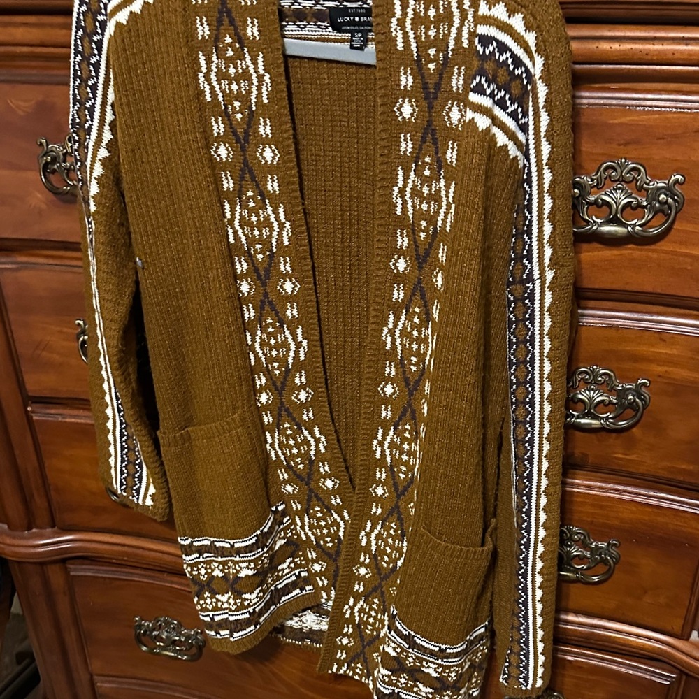 Lucky Brand Brown and White Sweater